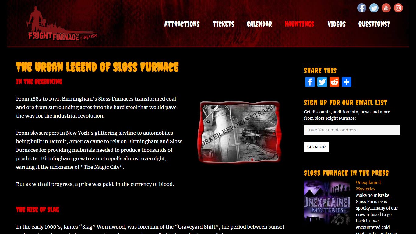 The Urban Legend of Sloss Furnace | Fright Furnace ...